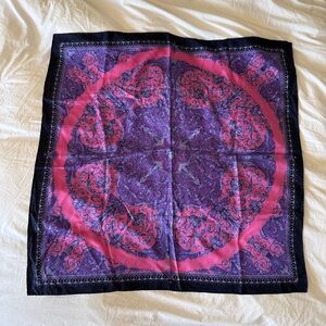 VERSACE Medusa Baroque Pattern 100% Silk Scarf, Blue, Pink, 34”